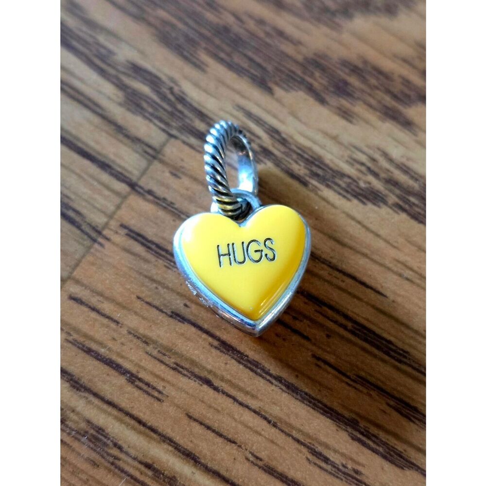 BRIGHTON "Candy Heart" Sunny Yellow And Silver Dangle Charm SWEET! - Picture 2 of 3